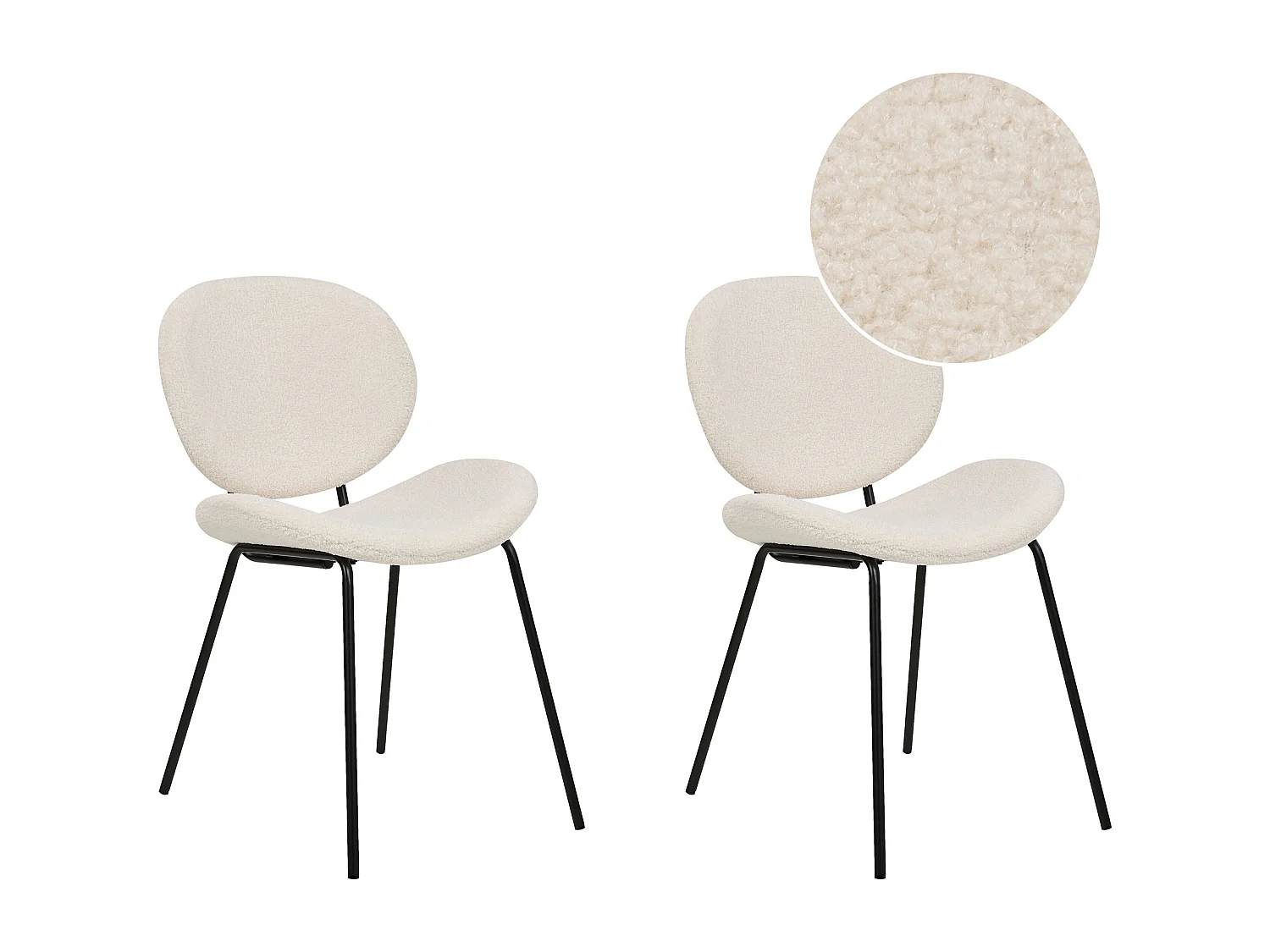 Conjunto de 2 sillas de comedor LUANA Bouclé Blanco