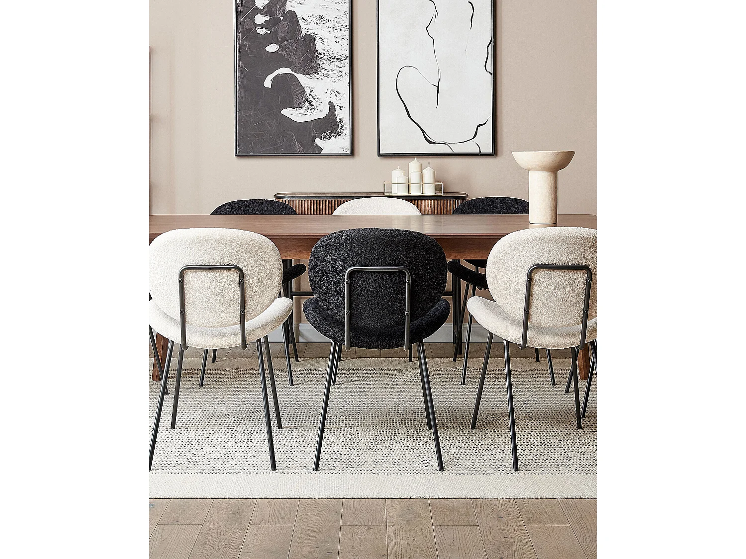 Conjunto de 2 sillas de comedor LUANA Bouclé Blanco