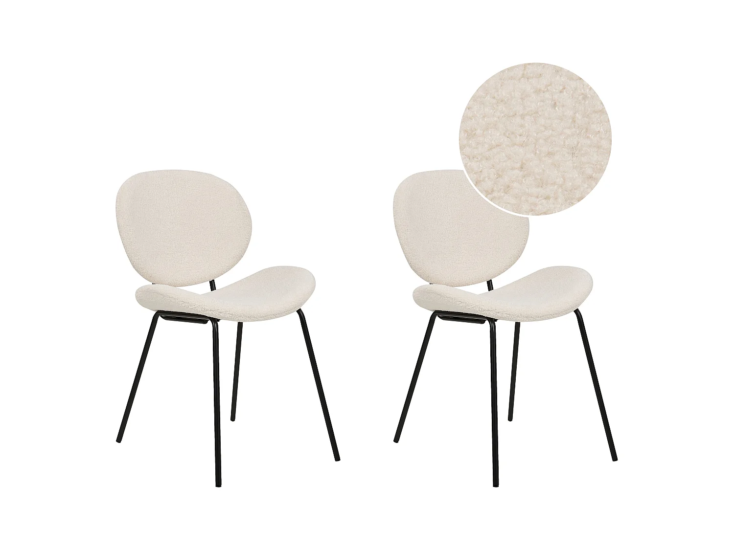 Lot de 2 chaises de salle à manger LUANA Bouclé Blanc