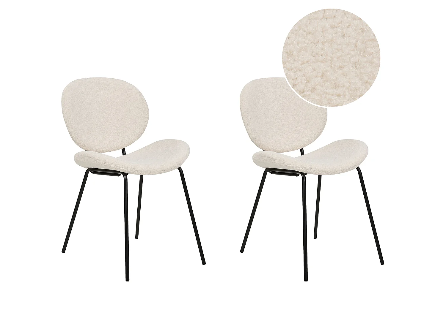 Lot de 2 chaises de salle à manger LUANA Bouclé Blanc