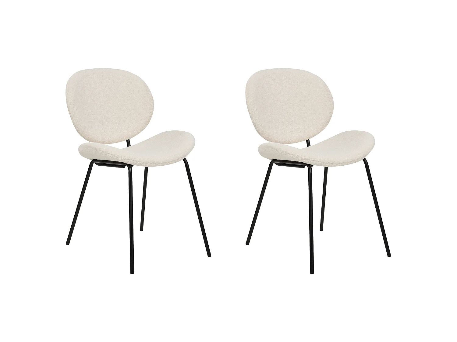 Lot de 2 chaises de salle à manger LUANA Bouclé Blanc