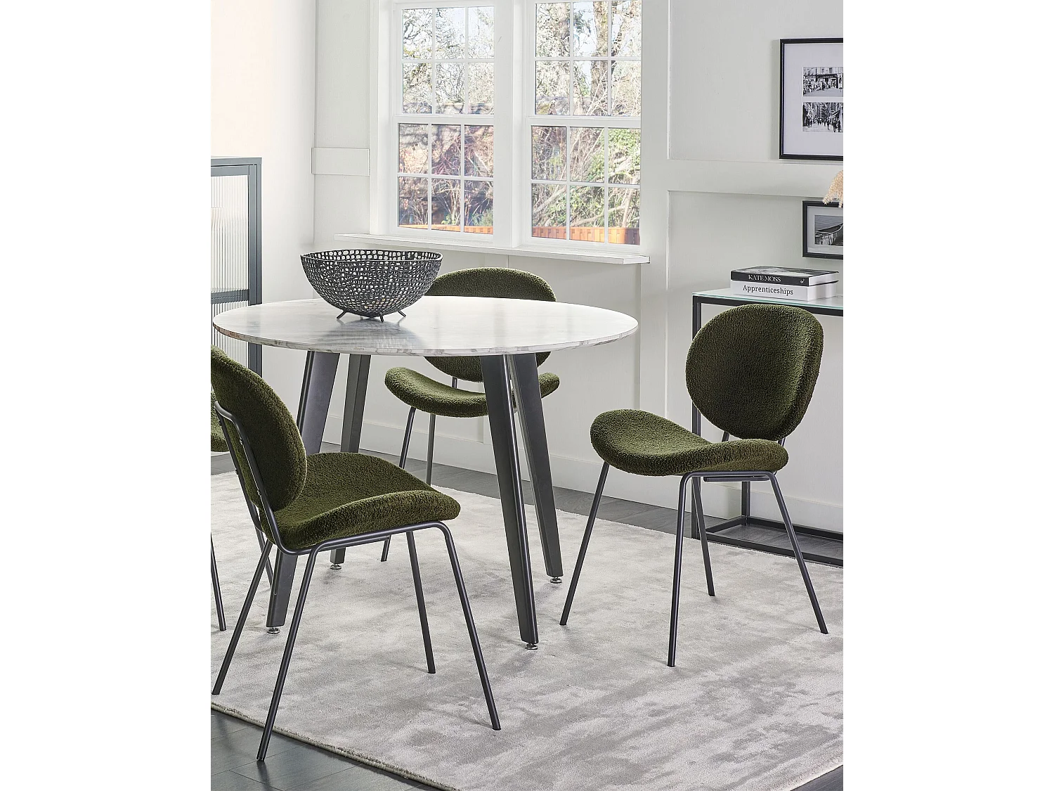 Esszimmerstuhl 2er Set LUANA Bouclé Dunkelgrün