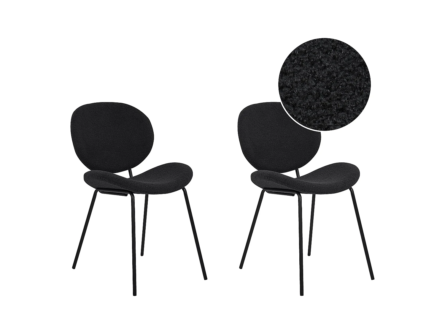 Lot de 2 chaises de salle à manger LUANA Bouclé Noir