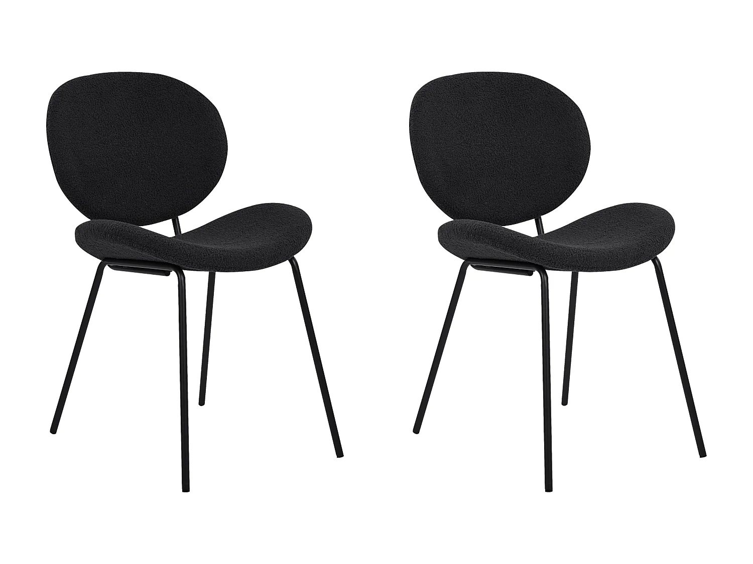 Set di 2 sedie da pranzo LUANA Bouclé Nero