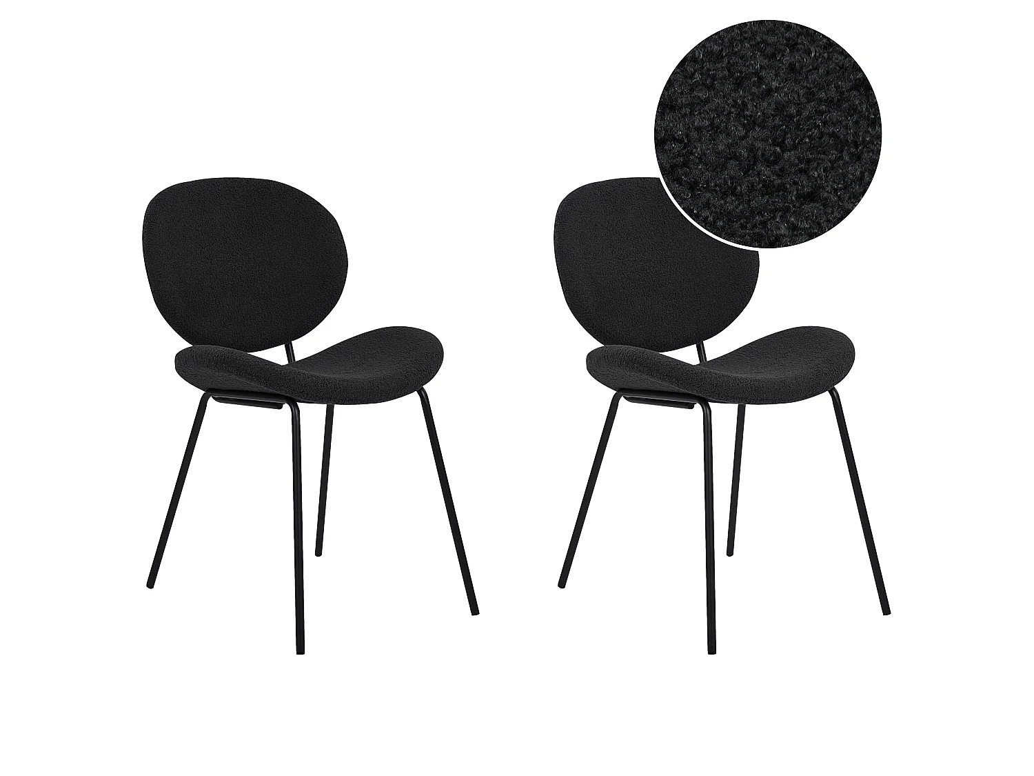Lot de 2 chaises de salle à manger LUANA Bouclé Noir