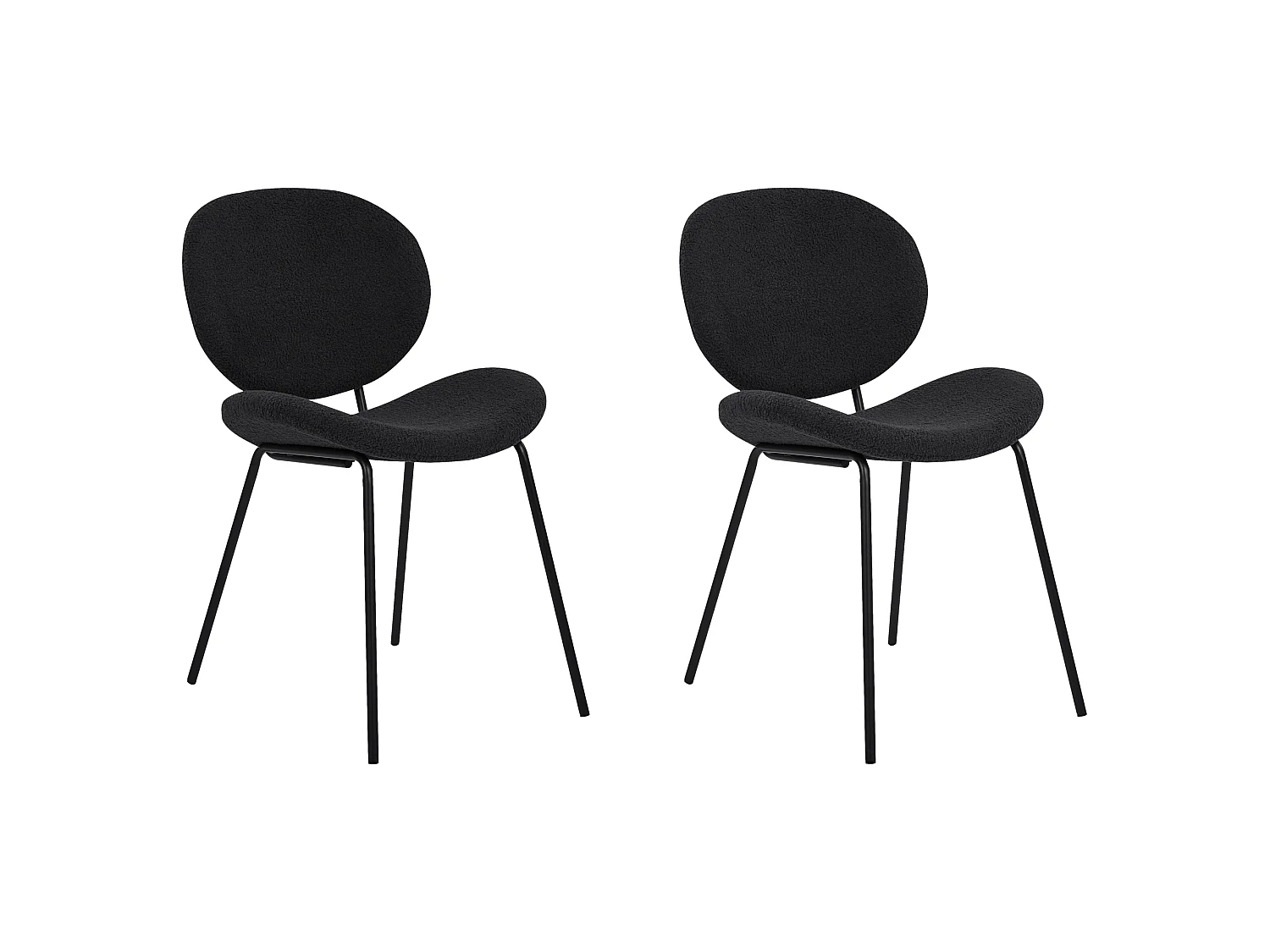 Lot de 2 chaises de salle à manger LUANA Bouclé Noir