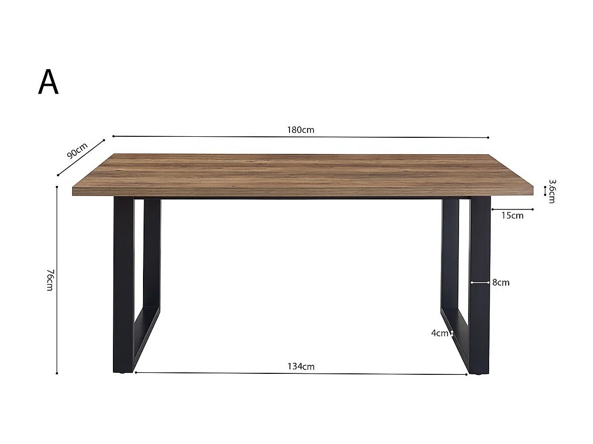 Esstisch EDWAR, Länge 180 cm, im exotischen Mangoholz-Dekor, ideal für ein gemütliches Esszimmer.