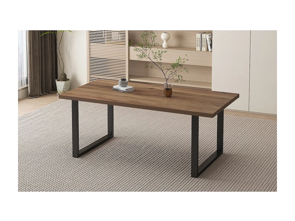 Esstisch EDWAR, Länge 180 cm, im exotischen Mangoholz-Dekor, ideal für ein gemütliches Esszimmer.