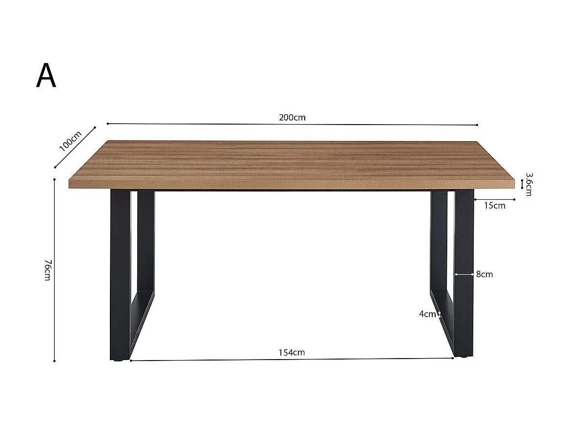 Esstisch EDWAR, Länge 200 cm, in gealterter Eichenoptik, ideal für ein gemütliches Esszimmer.