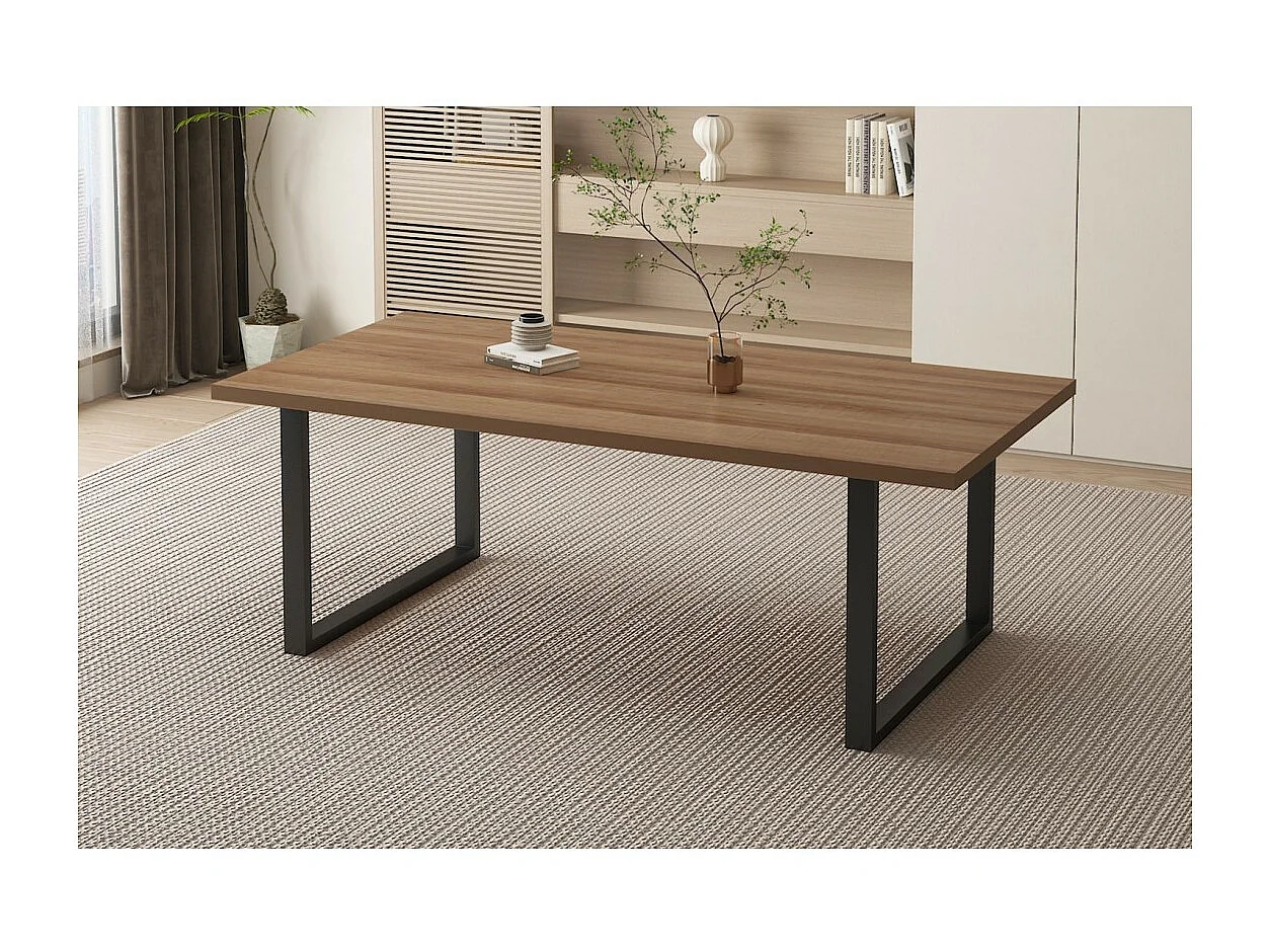 Table à manger EDWAR longueur 180cm en décor chêne vieilli, idéal pour une salle à manger conviviale
