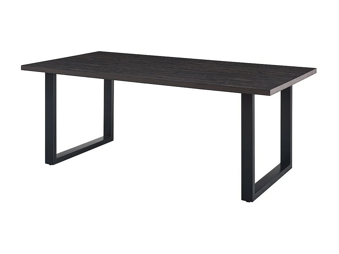 Mesa de jantar EDWAR comprimento 200cm em decoração de madeira marrom escuro, ideal para uma sala de jantar aconchegante.