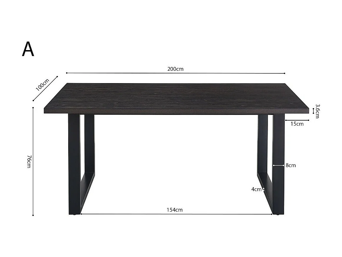 Mesa de jantar EDWAR comprimento 200cm em decoração de madeira marrom escuro, ideal para uma sala de jantar aconchegante.