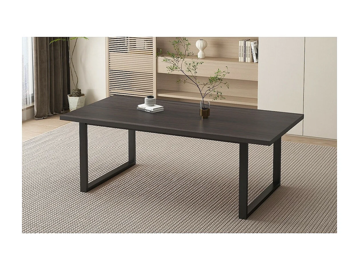 Tavolo da pranzo EDWAR lunghezza 200cm in decorazione legno marrone scuro, ideale per una sala da pranzo accogliente.