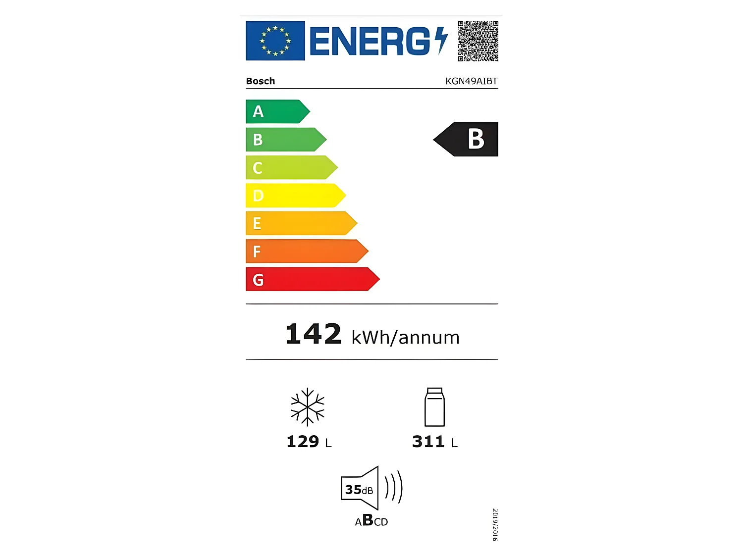 Bosch Réfrigérateur combiné 70cm 440l nofrost - KGN49AIBT