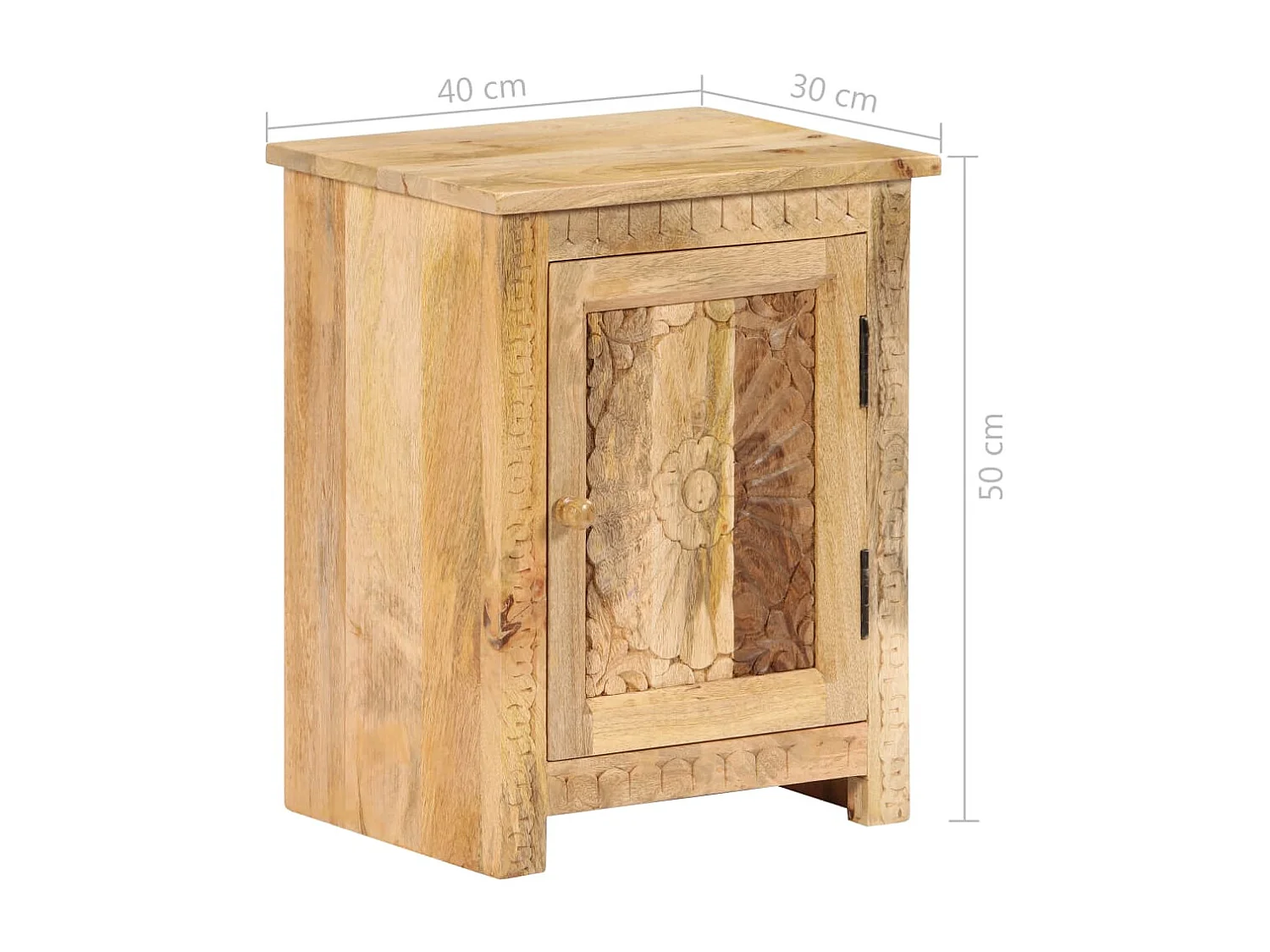 Table de chevet Bois de manguier massif 40x30x50 cm