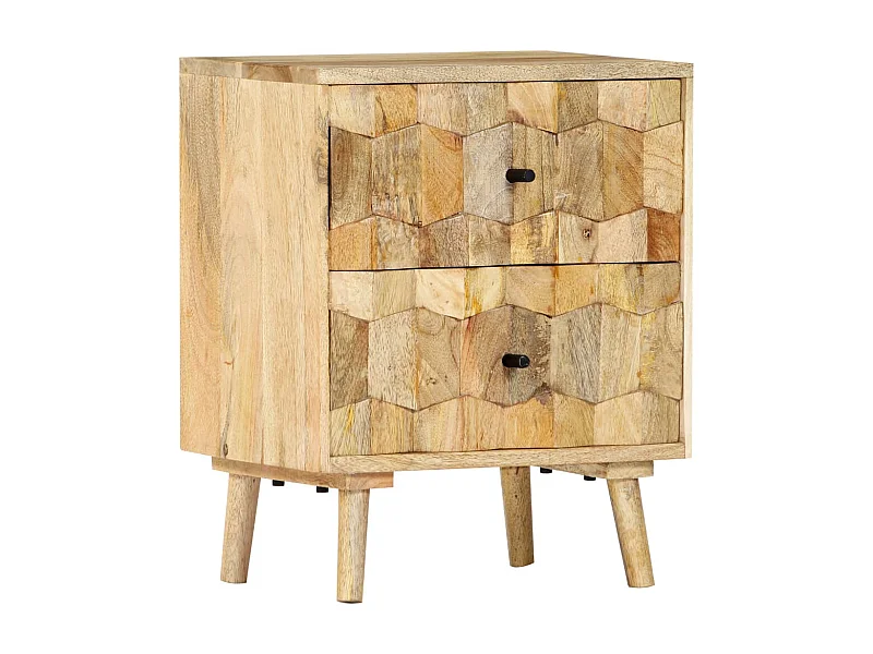 Comodino 40x30x50 cm in Legno Massello di Mango