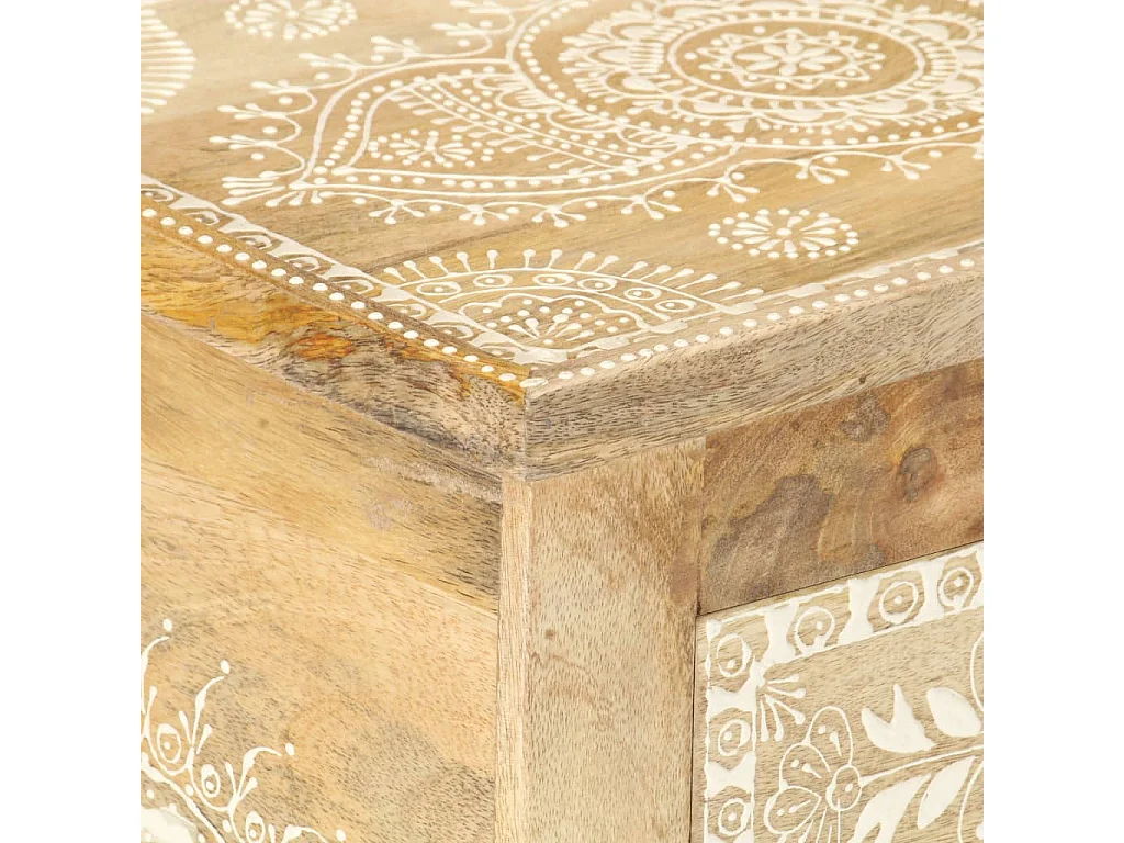 Table de chevet peinte à la main 40x30x60 cm Bois de manguier