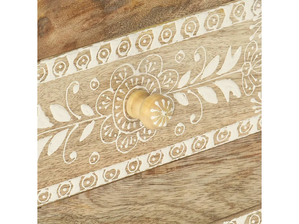 Table de chevet peinte à la main 40x30x60 cm Bois de manguier