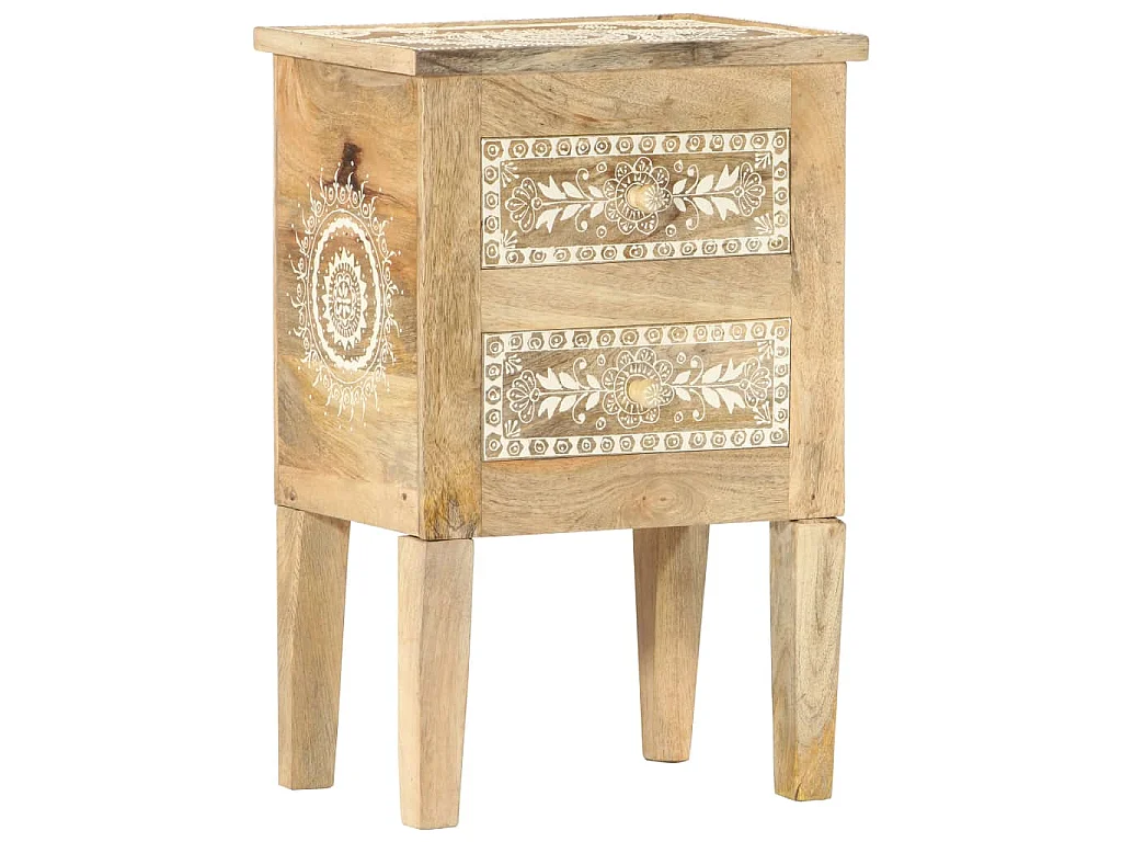 Table de chevet peinte à la main 40x30x60 cm Bois de manguier