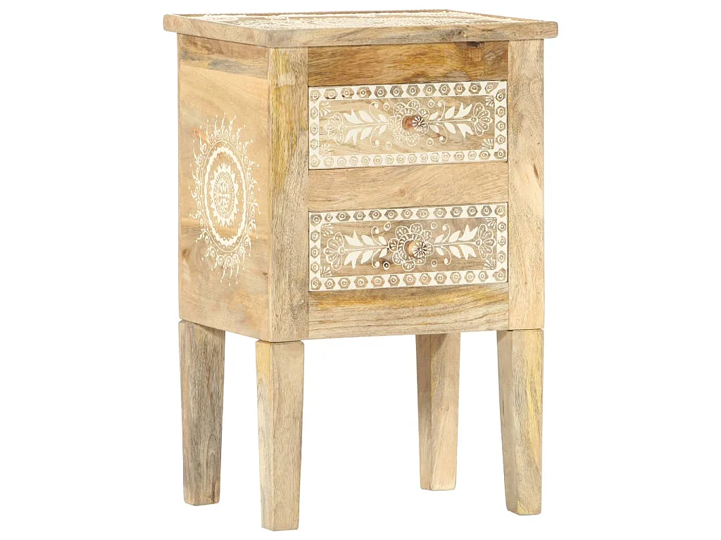 Table de chevet peinte à la main 40x30x60 cm Bois de manguier