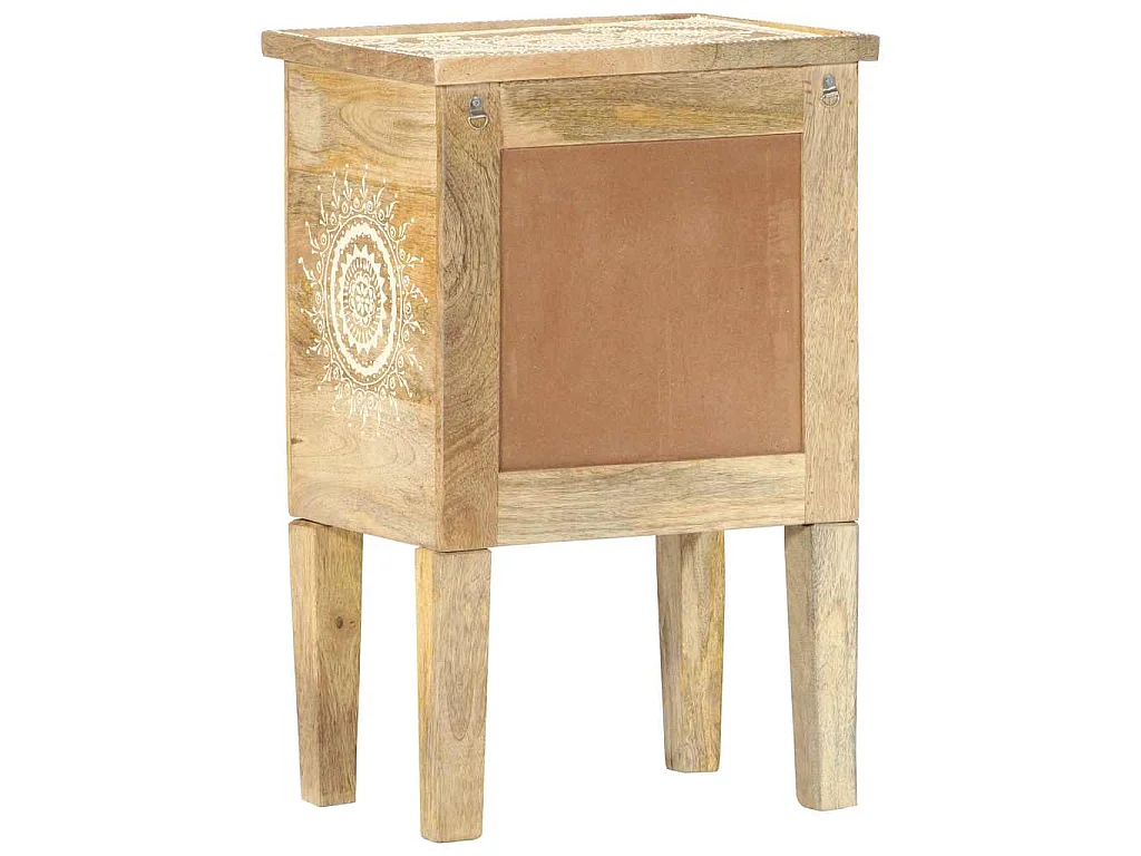 Table de chevet peinte à la main 40x30x60 cm Bois de manguier