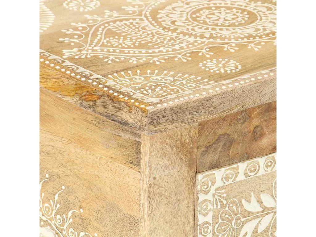 Table de chevet peinte à la main 40x30x60 cm Bois de manguier