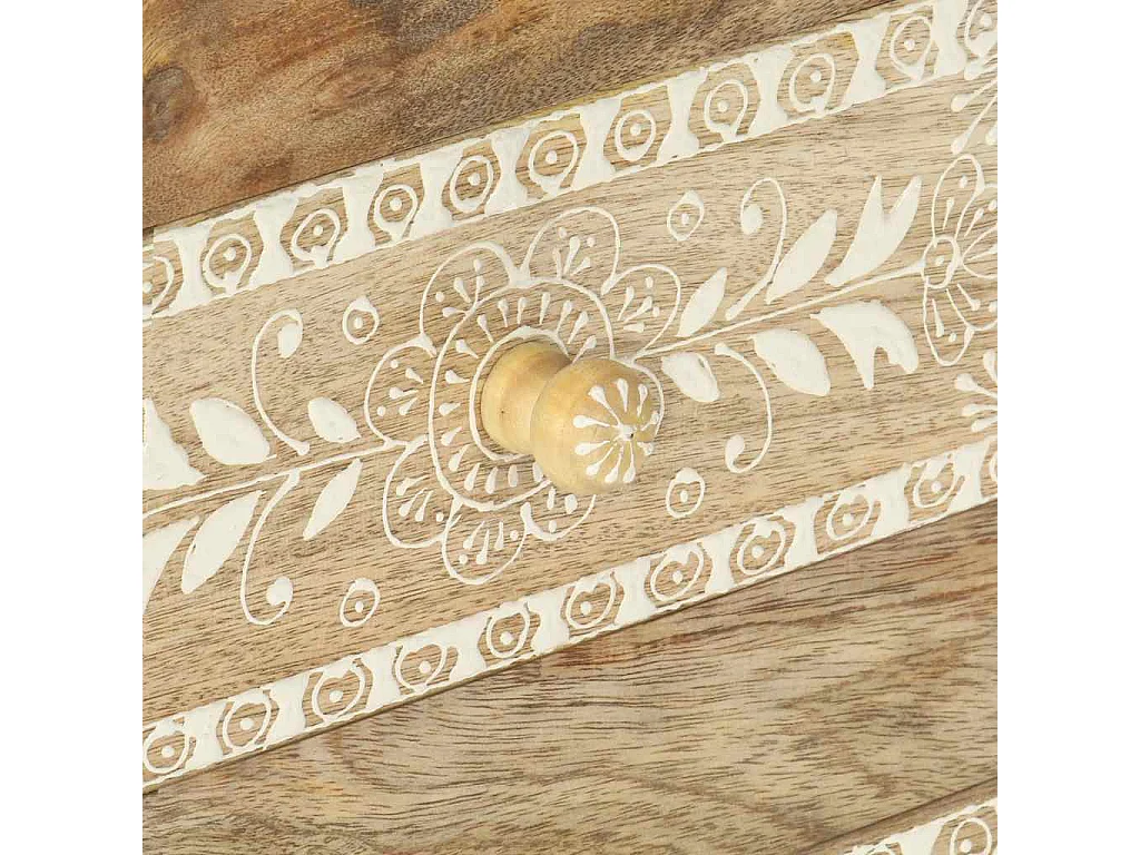 Table de chevet peinte à la main 40x30x60 cm Bois de manguier