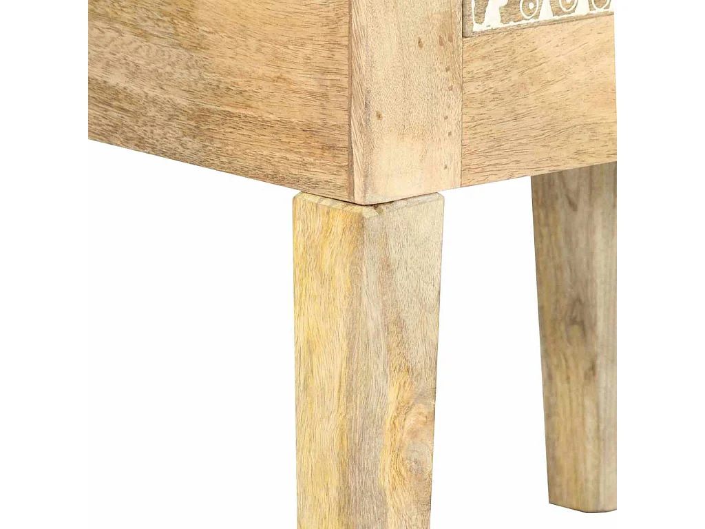 Table de chevet peinte à la main 40x30x60 cm Bois de manguier