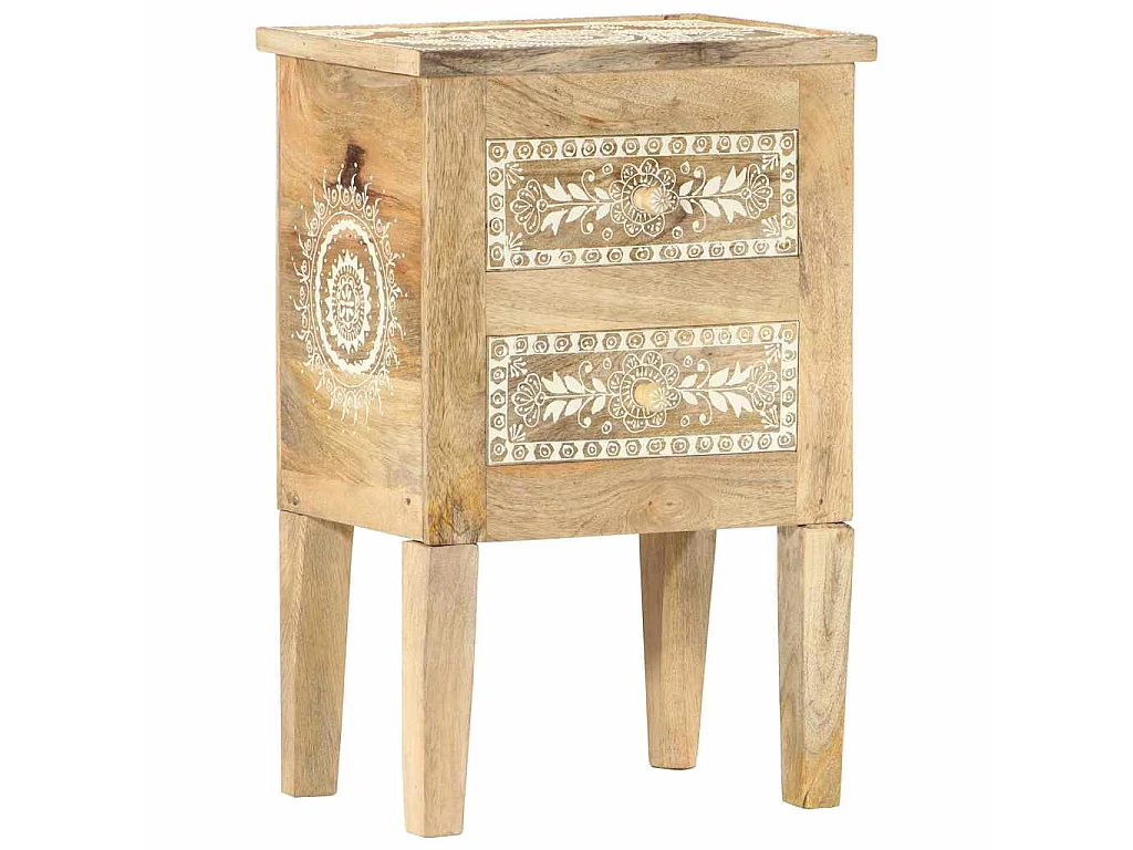 Table de chevet peinte à la main 40x30x60 cm Bois de manguier