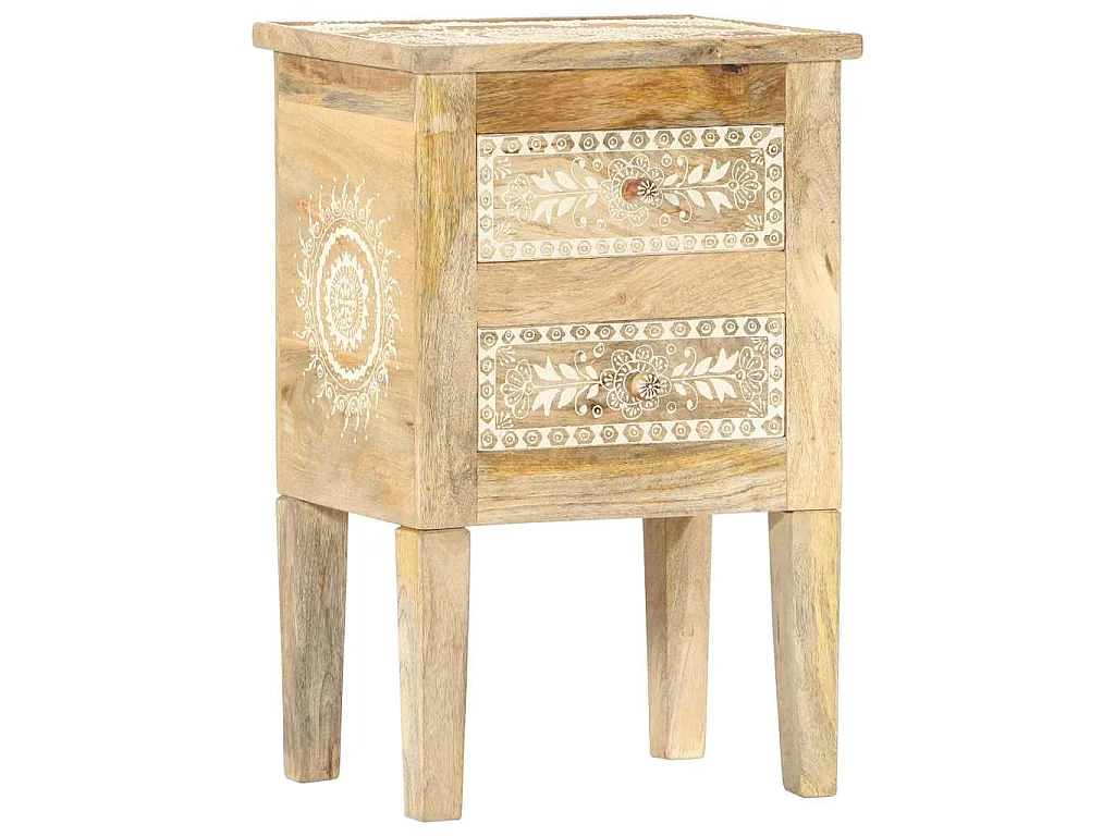 Table de chevet peinte à la main 40x30x60 cm Bois de manguier