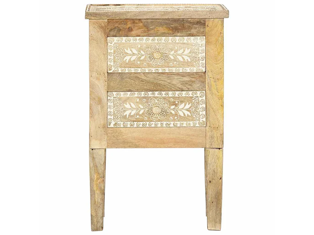 Table de chevet peinte à la main 40x30x60 cm Bois de manguier