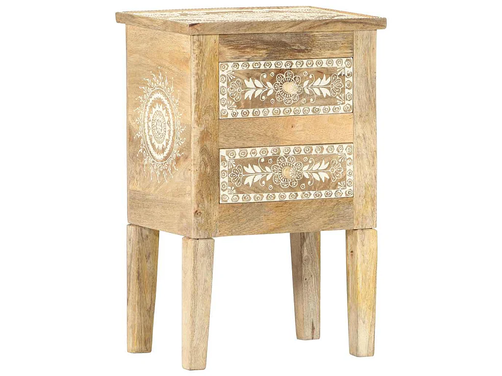 Table de chevet peinte à la main 40x30x60 cm Bois de manguier