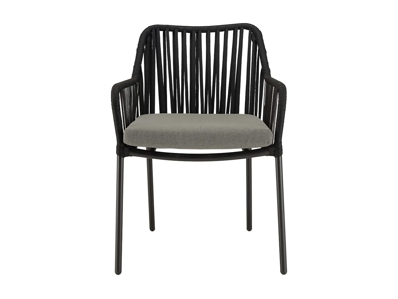 MALO - Lot de 2 fauteuils cordage noir coussin assise gris anthracite