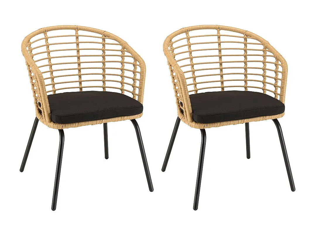 MALO - Lot de 2 fauteuils en rotin synthétique couleur naturelle