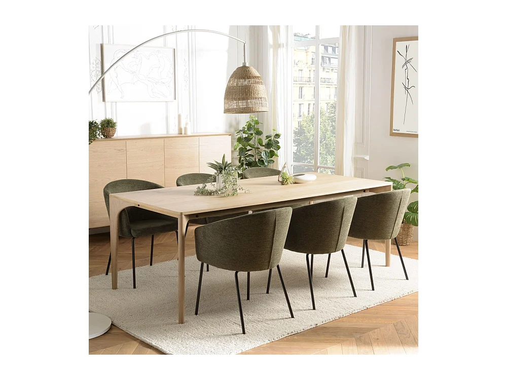 MAXENCE - Table à manger rect. 220x100cm naturelle pieds chêne massif