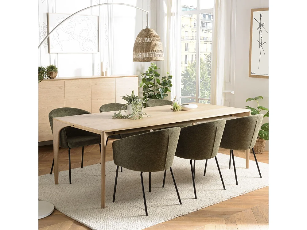 MAXENCE - Table à manger rect. 220x100cm pieds en bois de chêne massif