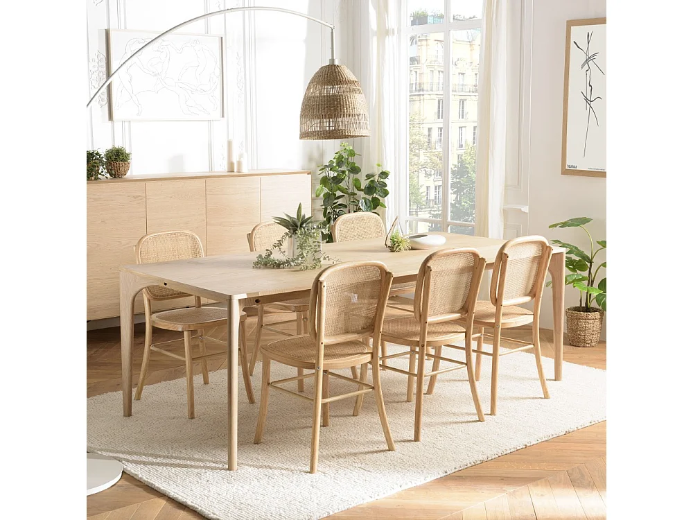 MAXENCE - Table à manger rect. 220x100cm pieds en bois de chêne massif