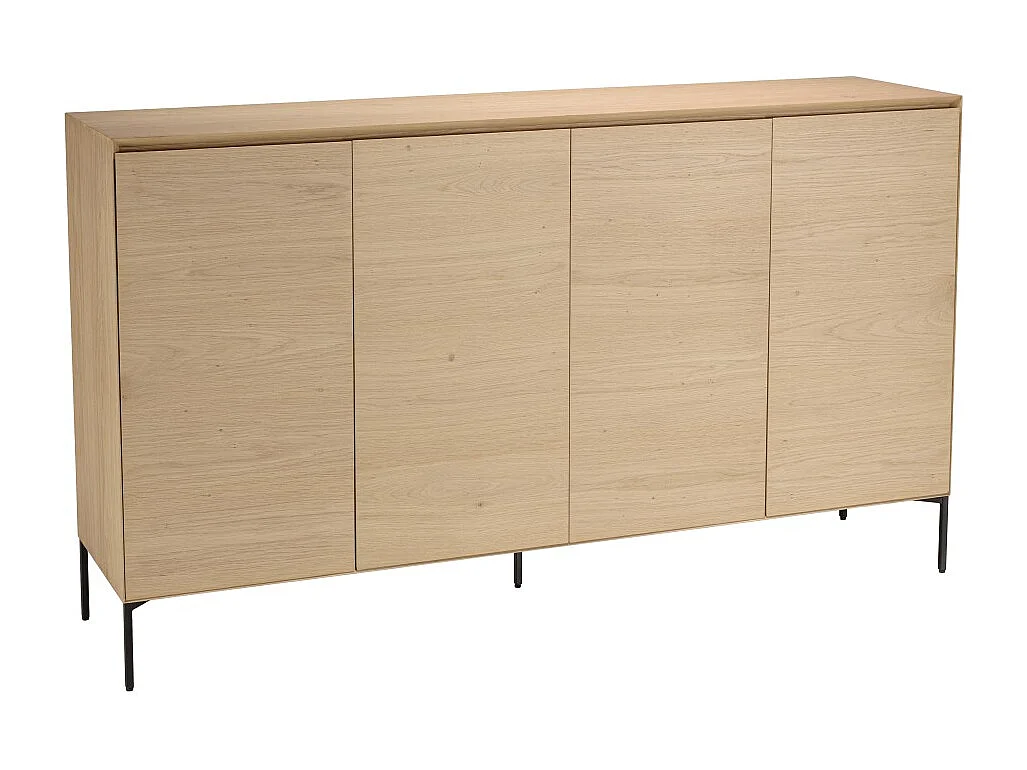 MAXENDRE - Buffet bois couleur naturelle 4 portes 6 étagères pieds noir