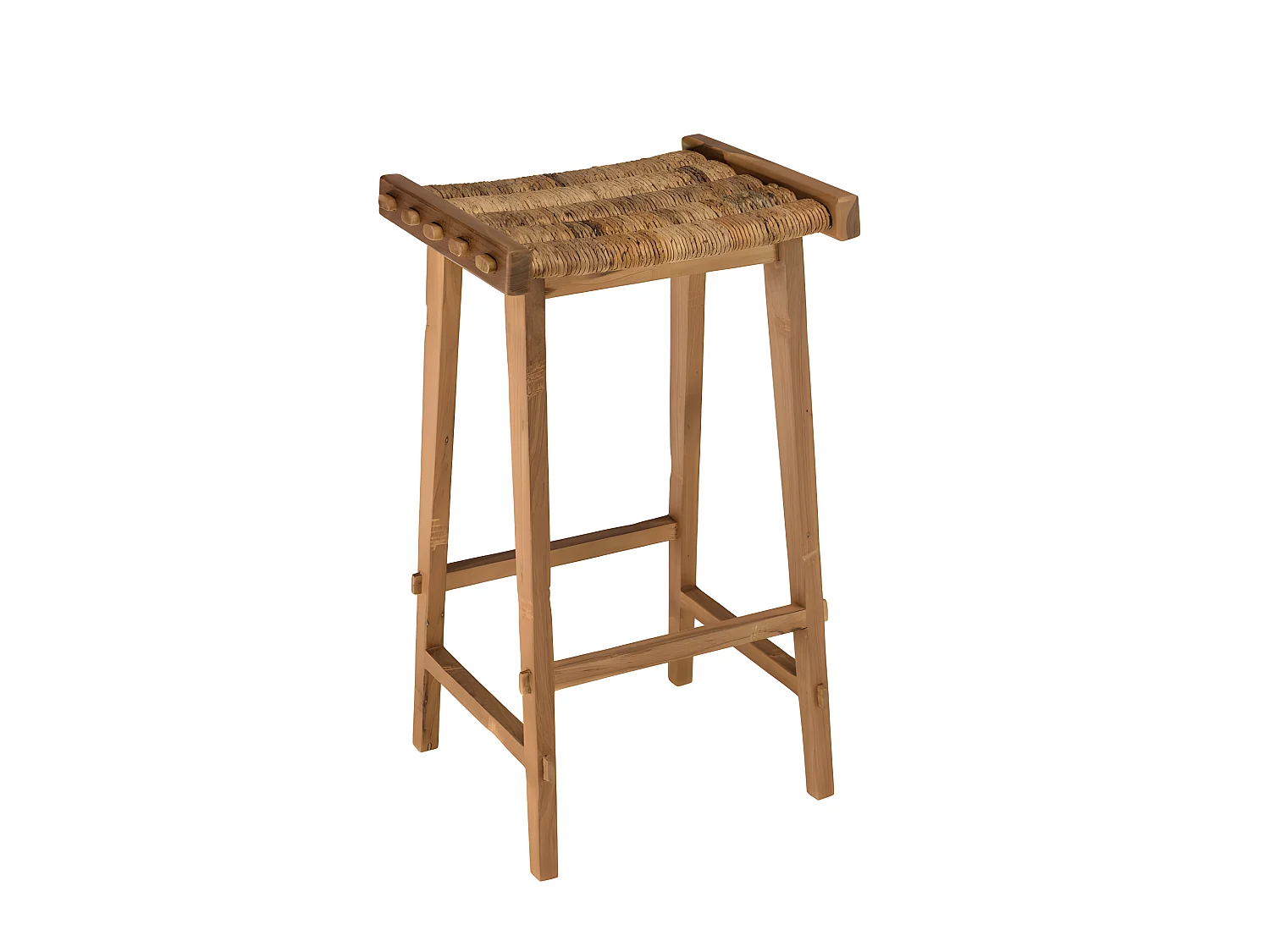 ALIDA - Tabouret haut assise en tissage naturel