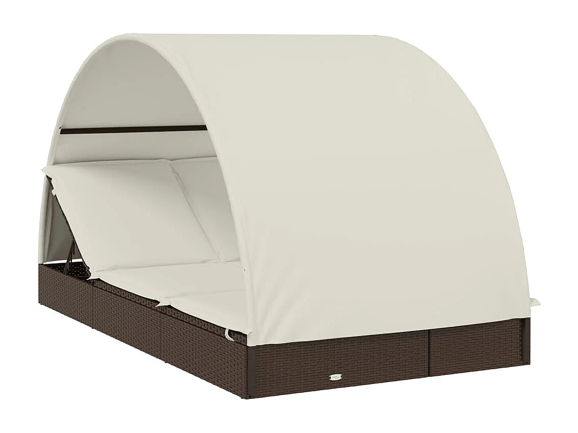 Transat 2 places avec toit rond marron 211x112x140 cm