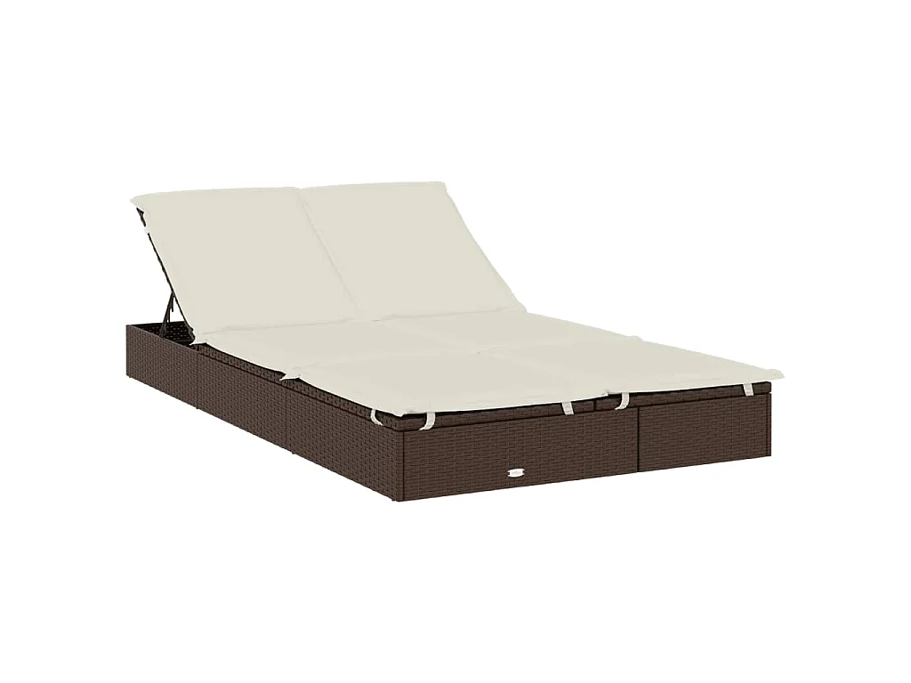 2-Personen-Sonnenliege mit Dach Braun 211x112x140 Poly Rattan