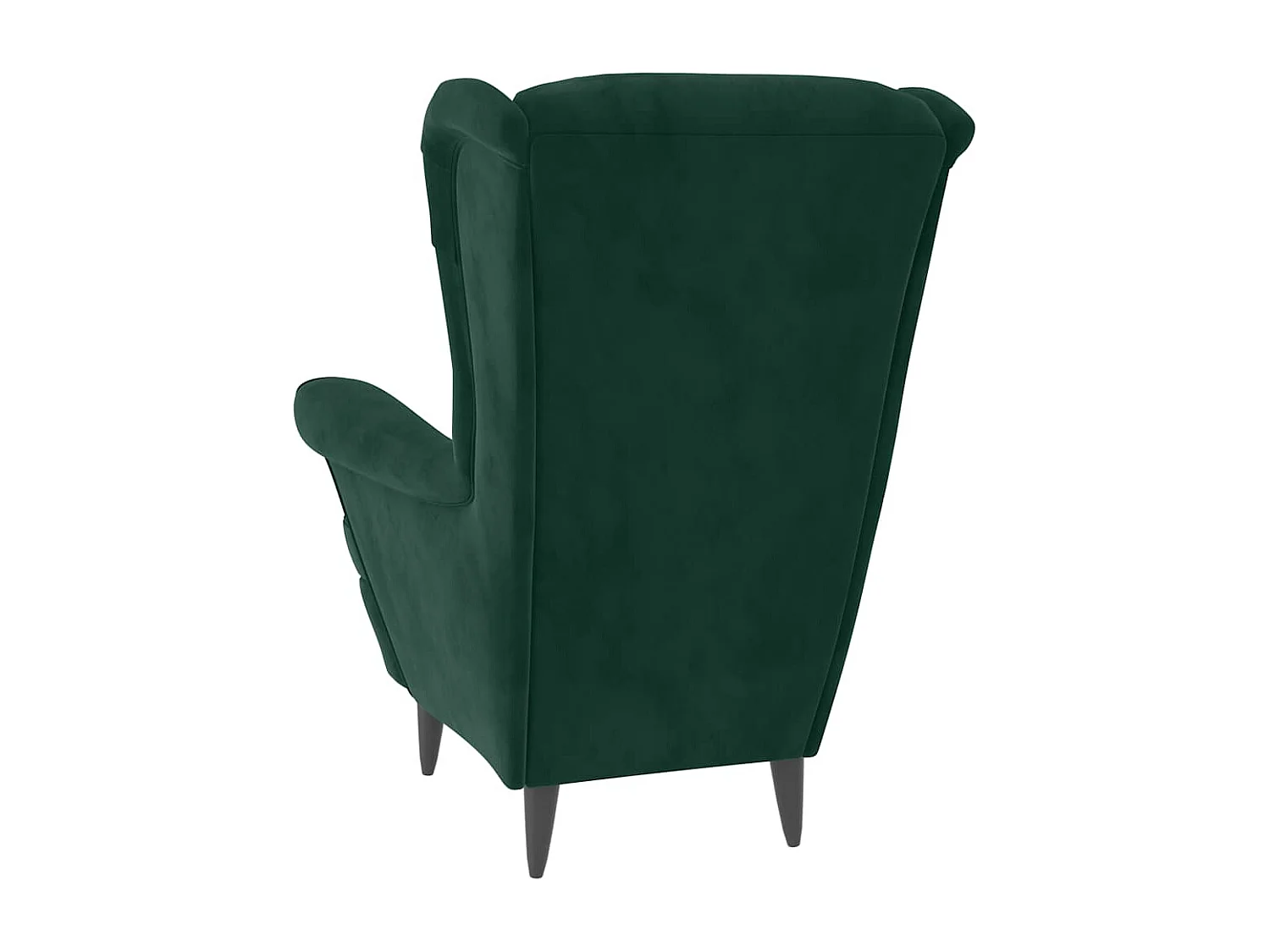 Fauteuil à oreilles avec tabouret vert foncé velours