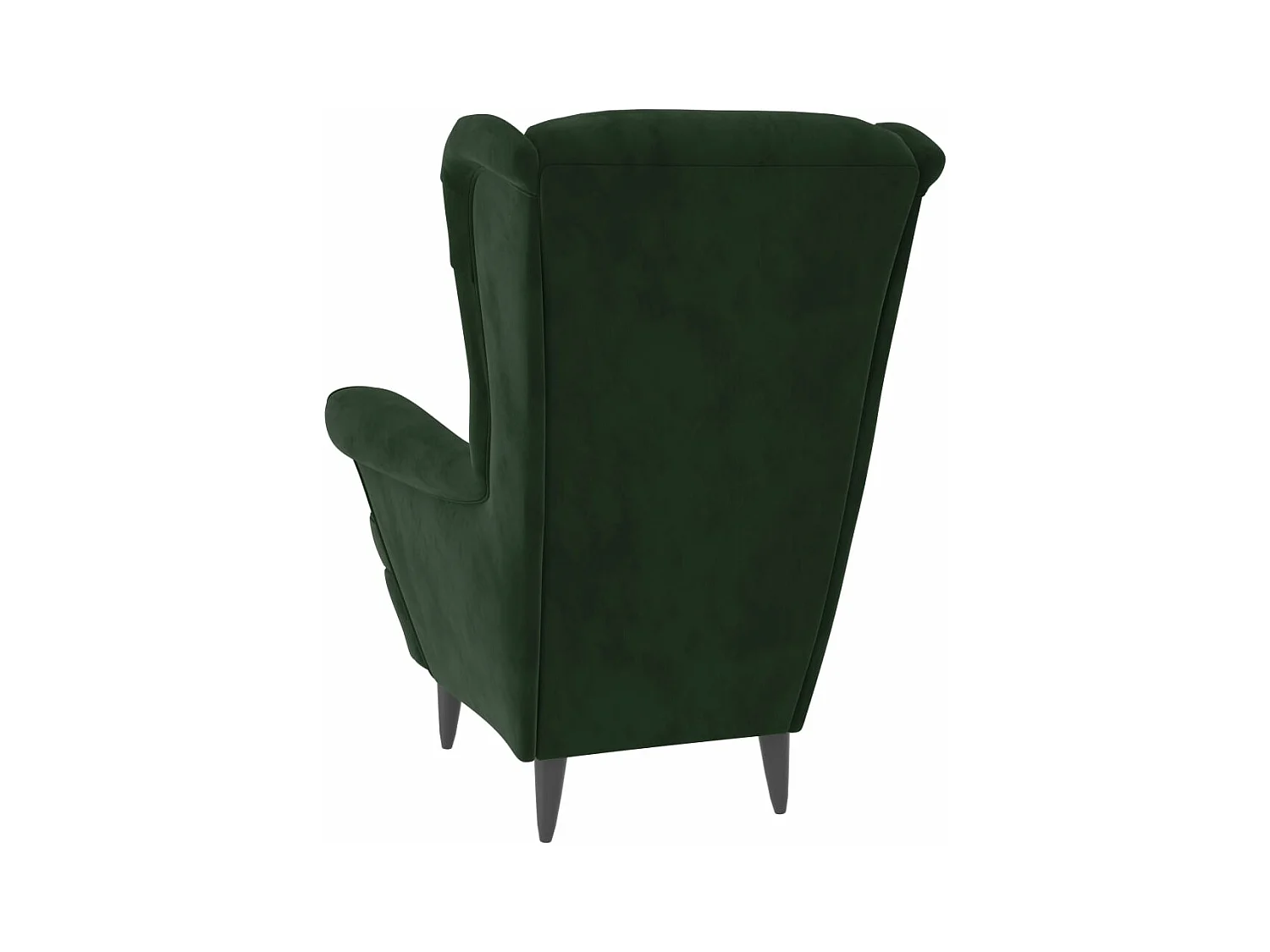 Sillón orejero y taburete de terciopelo verde oscuro