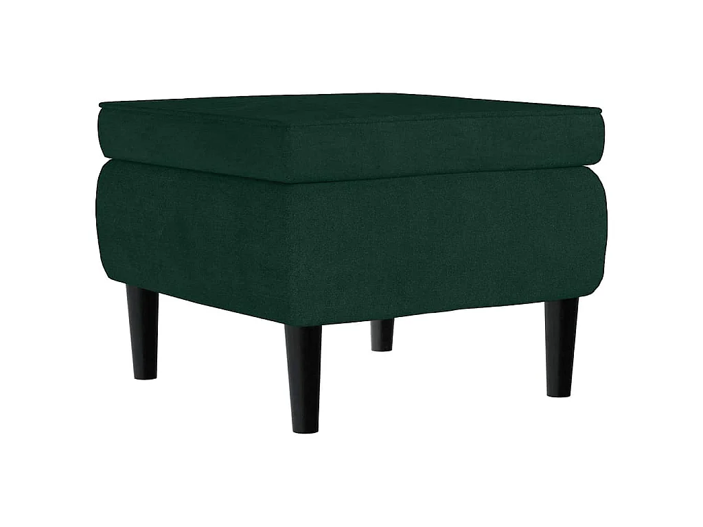 Fauteuil à oreilles avec tabouret vert foncé velours