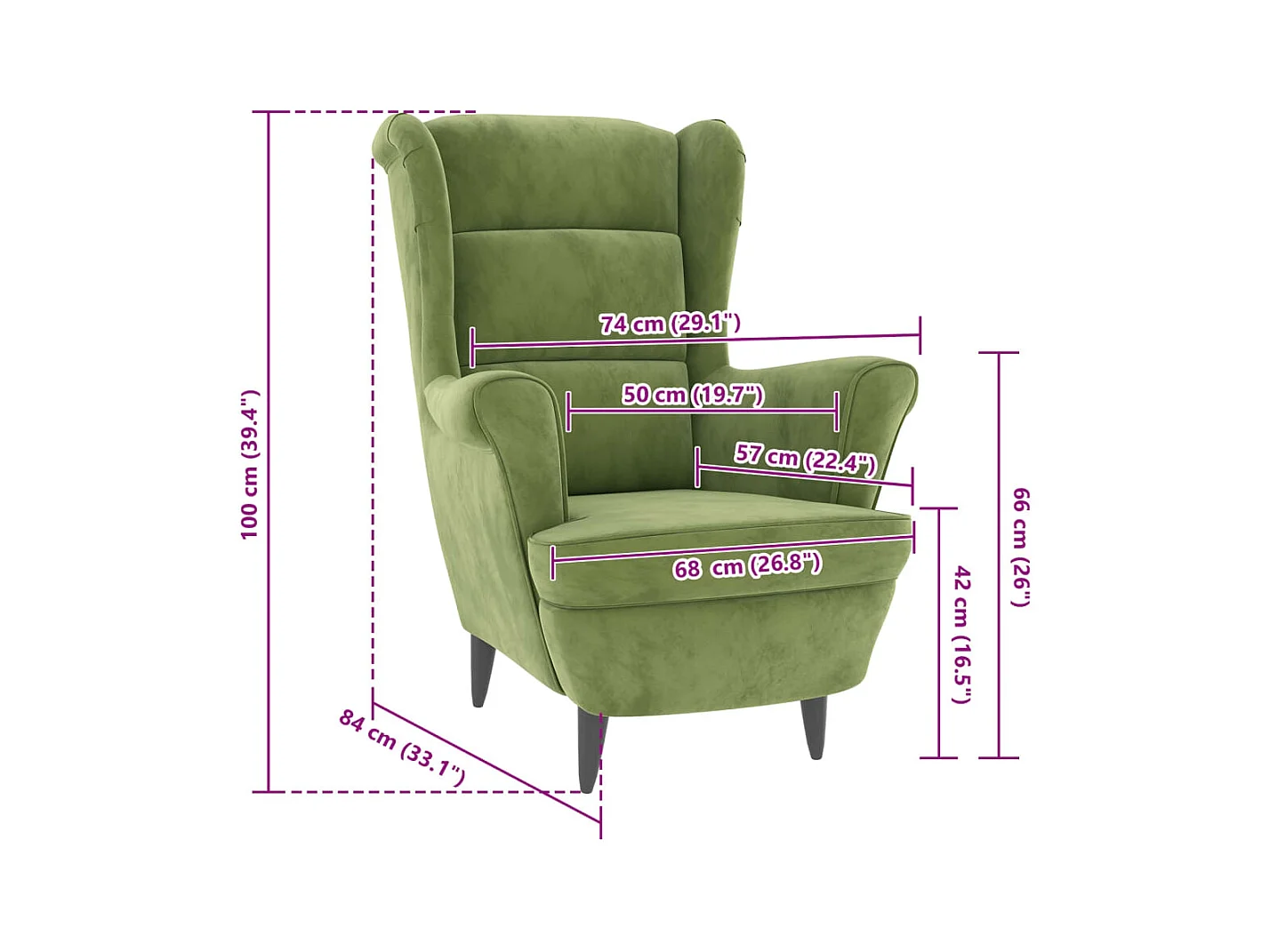 Fauteuil vert clair velours