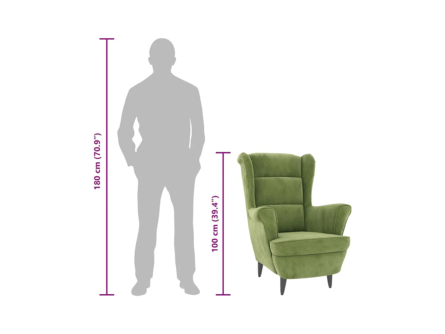 Fauteuil vert clair velours