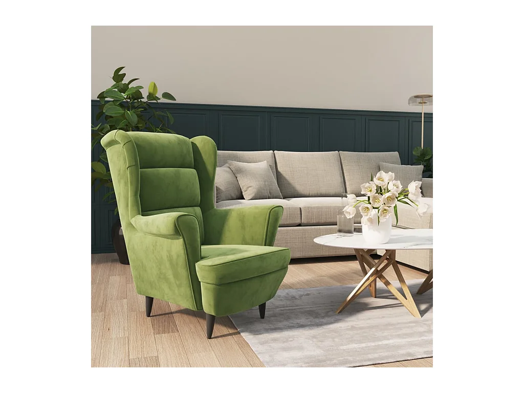 Fauteuil vert clair velours