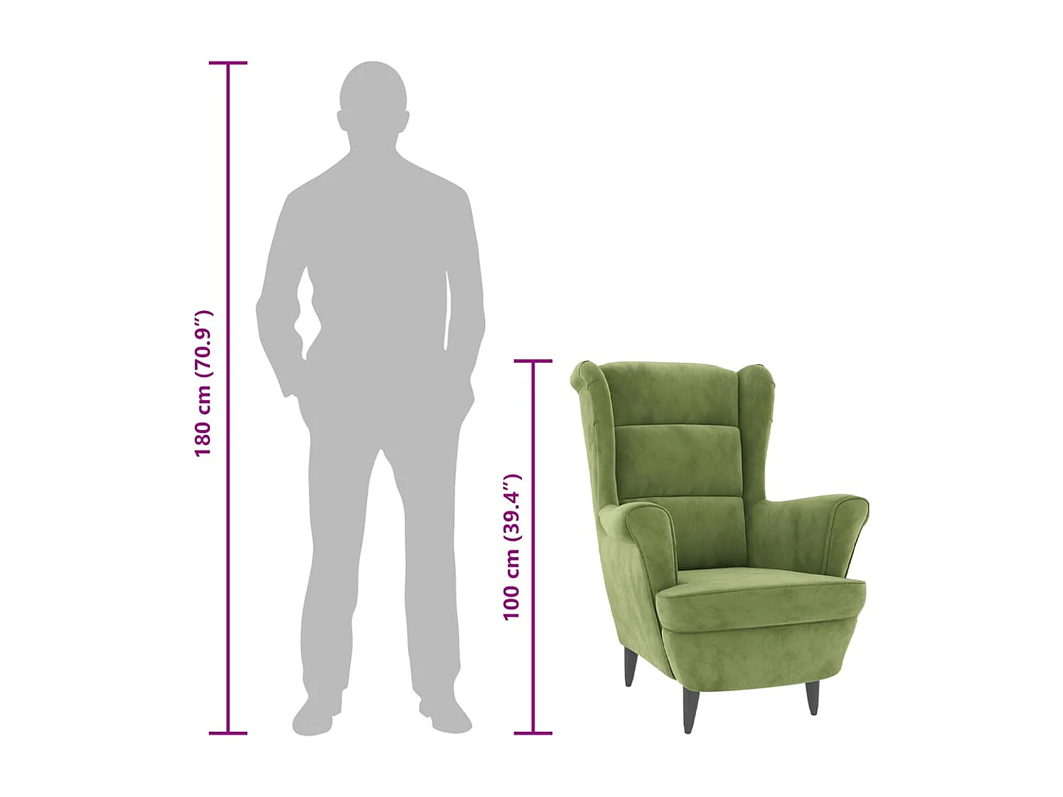 Fauteuil vert clair velours