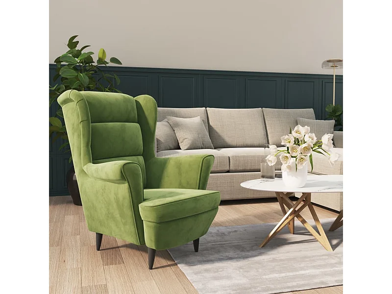Fauteuil fluweel lichtgroen