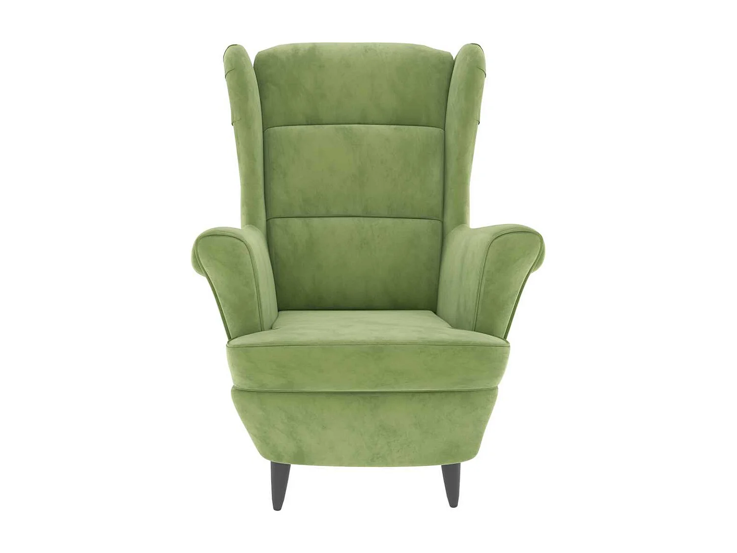 Fauteuil à oreilles avec tabouret vert clair velours